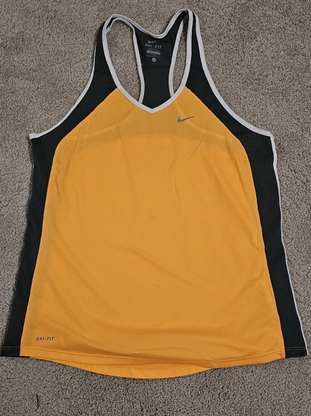 Nike Yellow & Black Dri-FIT Racerback Tank Sz L